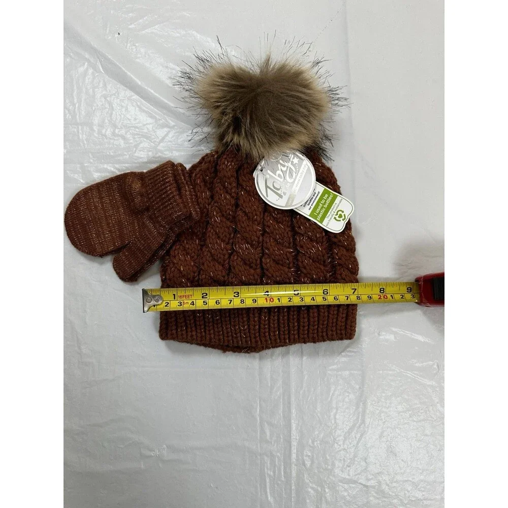 Toby And Me  Knitted Winter Beanie Hat with Mittens Infant Girls